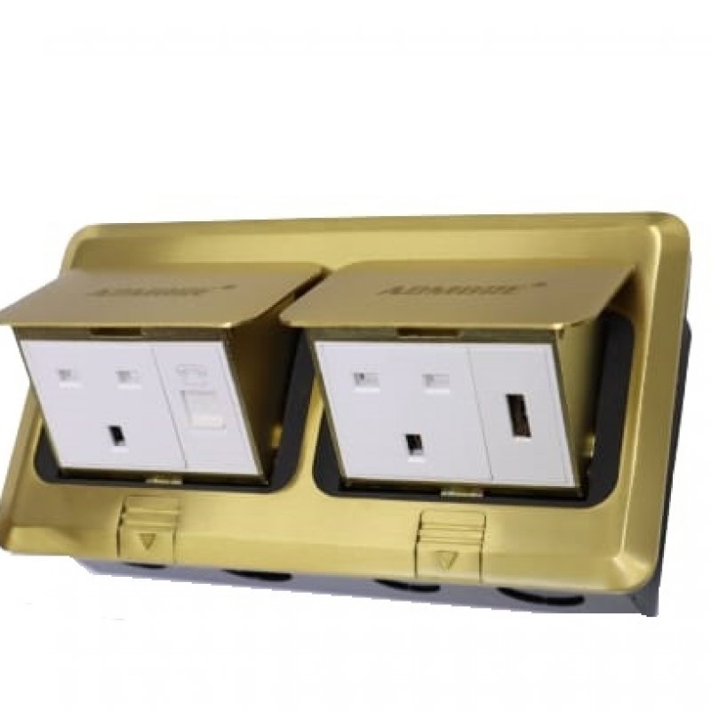 APU13-2CHD-G - 13A DOUBLE SOCKET+CAT6+HDMI-GOLD