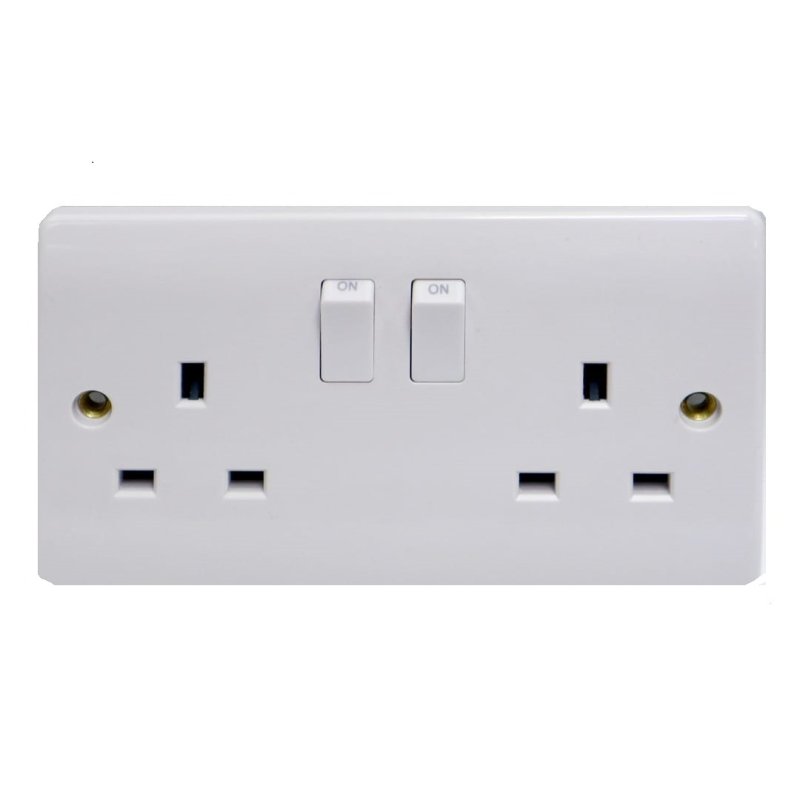 VZ0006 - 13A 2GANG SWITCH SOCKET WHITE