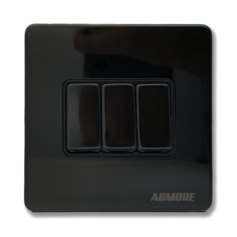 AB306 - 3 Gang 2 Way Switch Black Nickle Admore