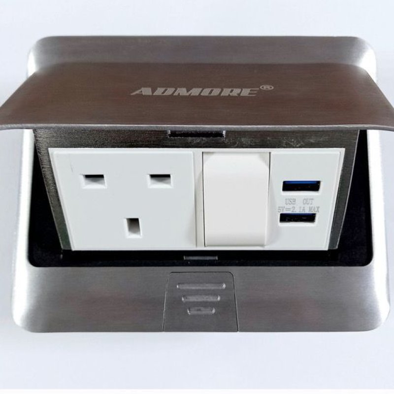 APU13US - 13A 1 Gang Pop Up Switch Socket With Twin USB