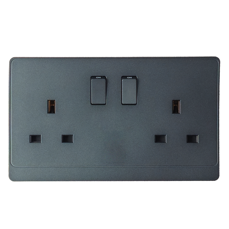 13A 2 Gang Switch Socket PC Grey