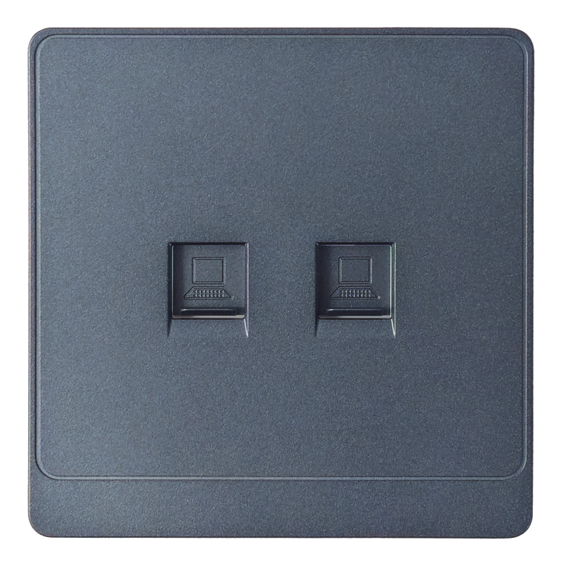 RJ45 2 Gang Data Socket PC grey