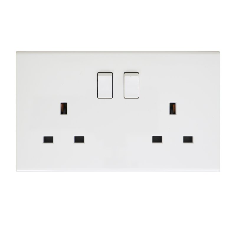 APW406 - 13A 2 GANG SWITCH SOCKET PREMIER PLUS WHITE ADMORE