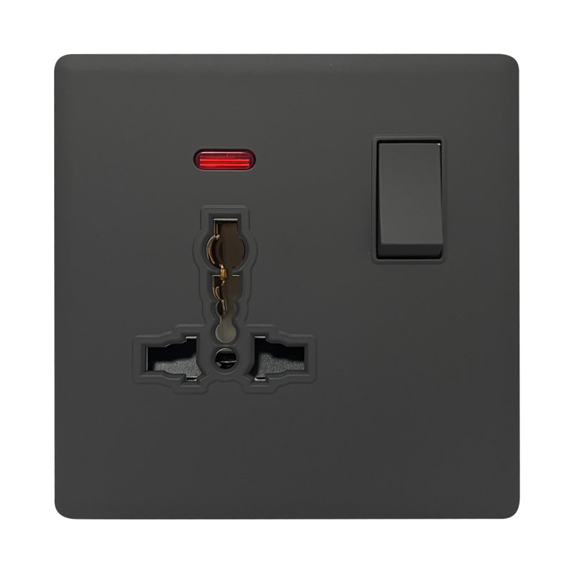 SB322 - 1 GANG UNIVERSAL SWITCH SOCKET SOFT TOUCH BLACK ADMORE