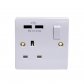 VZ0025 1G 13A switch socket with Double USB chrger White