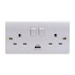 VZ0339 - 2G 13A switch socket with USB charger White