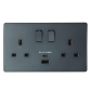 13A 2 Gang Switch Socket With USB type A & Type C Charging Ports PC Grey