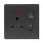 SB407 - 13A 1 GANG SWITCH SOCKET WITH A&C PORT SOFT TOUCH BLACK ADMORE