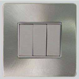 SRA306-M - 3GANG 2WAY  SWITCH  WITH WHITE OR BLACK GRID ( METAL FRAME)