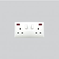 SRA408-W - 13A 2G SWITCH WITH WHITE OR BLACK GRID  SOCKET WITH NEON