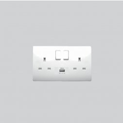 SRA4139-W -  13A 2G SWITCH WITH WHITE OR BLACK GRID  socket with USB charger white Grid