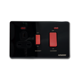 AB331 - Cooker Unit with 13A Switch Socket Black Nickle Admore