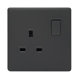 SB405 - 13A 1GANG SWITCH SOCKET SOFT TOUCH BLACK ADMORE